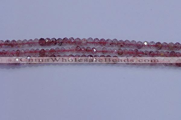 CRB1864 15.5 inches 2.5*4mm faceted rondelle strawberry quartz beads