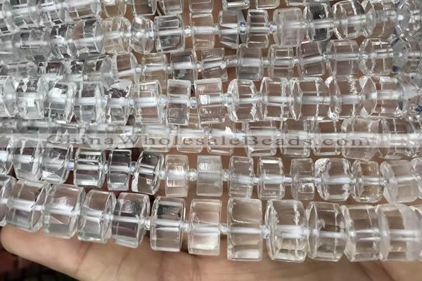 CRB2000 15.5 inches 7mm - 8mm faceted tyre white crystal beads