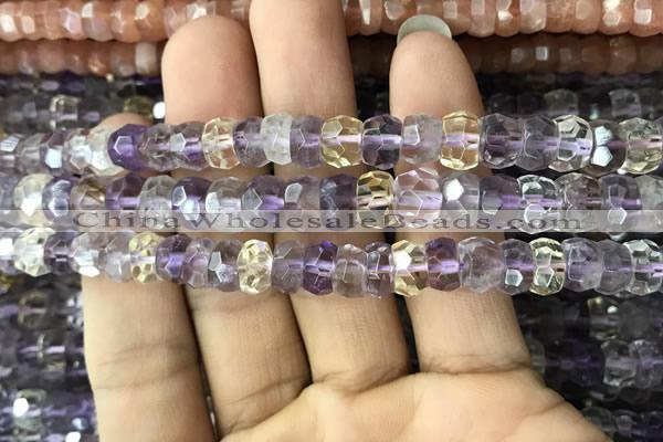 CRB3019 15.5 inches 6*8mm faceted rondelle ametrine beads