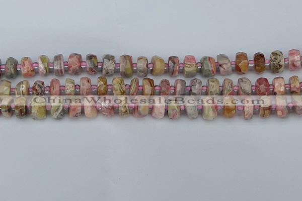 CRB834 15.5 inches 6*10mm faceted rondelle rhodochrosite beads