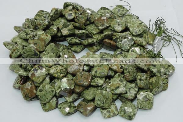 CRH75 15.5 inches 20*20mm faceted rhombic rhyolite beads wholesale