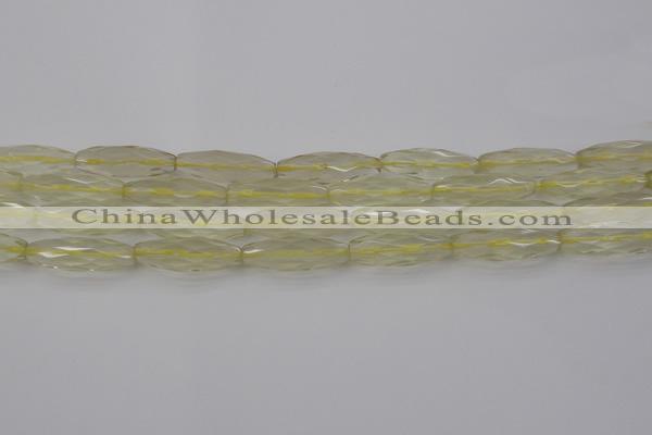 CRI03 15.5 inches 10*30mm faceted rice lemon quartz beads wholesale