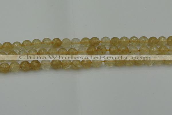 CRO1032 15.5 inches 8mm faceted round yellow watermelon quartz beads