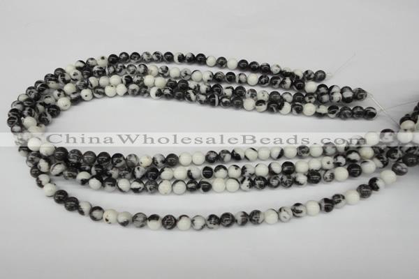 CRO11 15.5 inches 6mm round black & white jasper beads wholesale