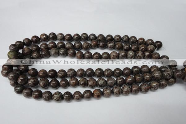 CRO224 15.5 inches 10mm round Chinese snowflake obsidian beads wholesale