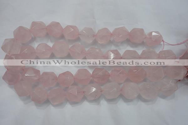 CRQ306 15 inches 18mm faceted nuggets rose quartz beads