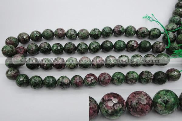 CRZ553 15.5 inches 15mm faceted round Chinese ruby zoisite beads