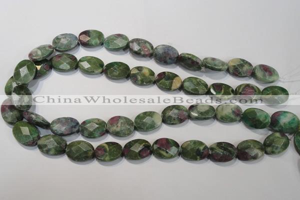 CRZ643 15.5 inches 13*18mm facetec oval New ruby zoisite gemstone beads