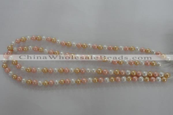 CSB1014 15.5 inches 6mm round mixed color shell pearl beads