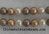 CSB1040 15.5 inches 8mm round mixed color shell pearl beads