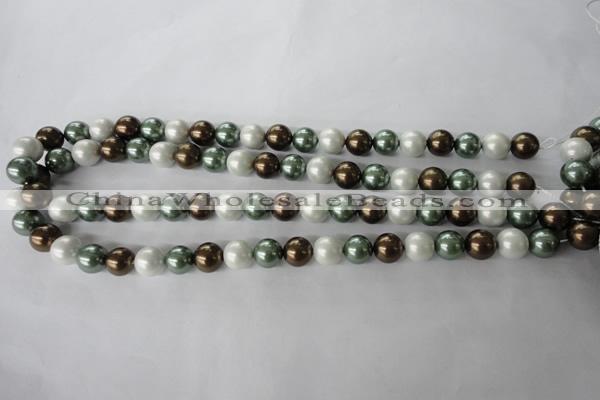 CSB1053 15.5 inches 10mm round mixed color shell pearl beads