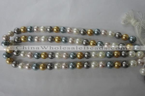 CSB1058 15.5 inches 10mm round mixed color shell pearl beads