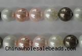 CSB1065 15.5 inches 10mm round mixed color shell pearl beads