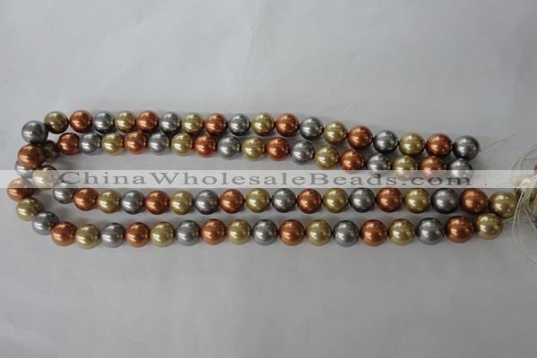 CSB1074 15.5 inches 10mm round mixed color shell pearl beads