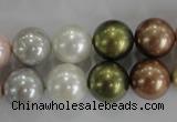 CSB1085 15.5 inches 12mm round mixed color shell pearl beads