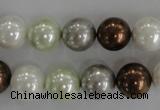 CSB1090 15.5 inches 12mm round mixed color shell pearl beads