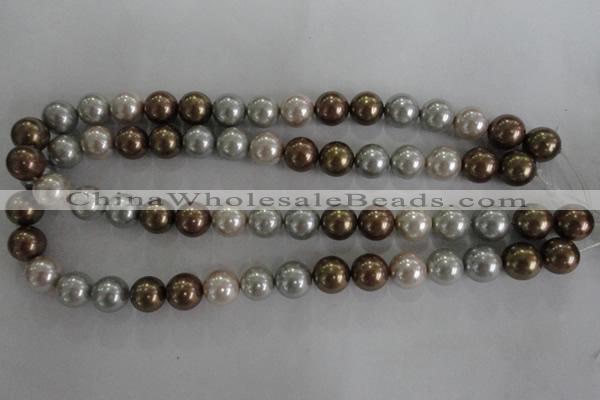 CSB1091 15.5 inches 12mm round mixed color shell pearl beads