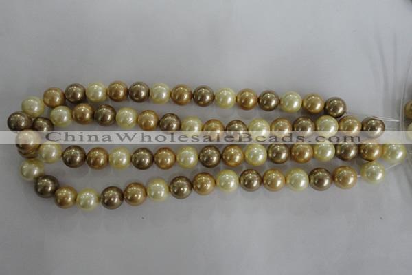 CSB1100 15.5 inches 12mm round mixed color shell pearl beads