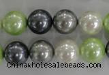 CSB1105 15.5 inches 12mm round mixed color shell pearl beads