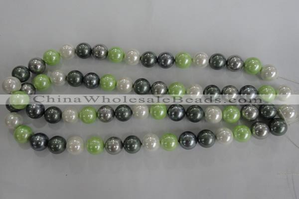 CSB1113 15.5 inches 12mm round mixed color shell pearl beads