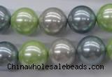 CSB1135 15.5 inches 14mm round mixed color shell pearl beads