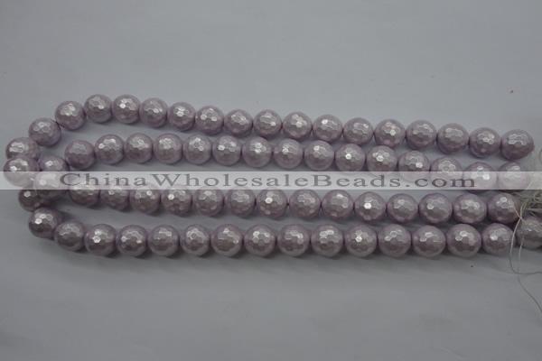 CSB1183 15.5 inches 12mm faceted round shell pearl beads