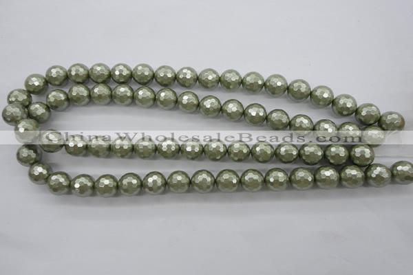 CSB1188 15.5 inches 12mm faceted round shell pearl beads