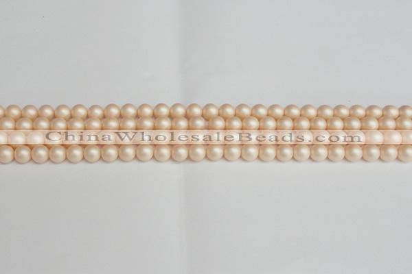 CSB1360 15.5 inches 4mm matte round shell pearl beads wholesale