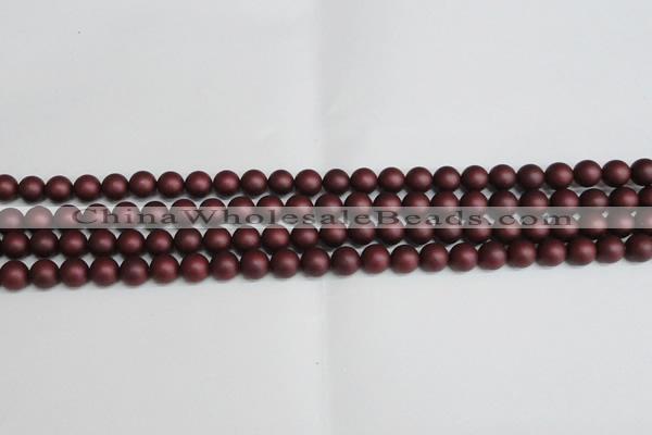 CSB1450 15.5 inches 4mm matte round shell pearl beads wholesale