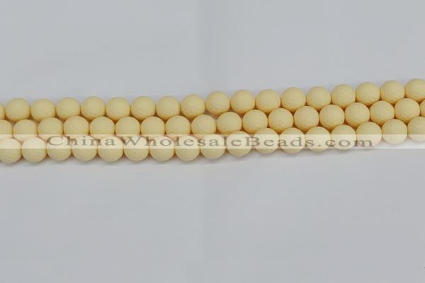 CSB1801 15.5 inches 6mm faceetd round matte shell pearl beads