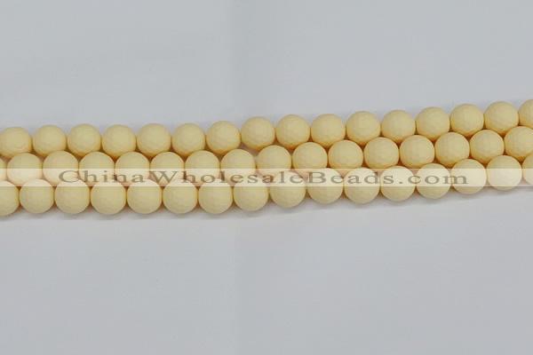 CSB1802 15.5 inches 8mm faceetd round matte shell pearl beads