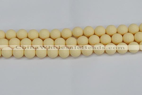 CSB1804 15.5 inches 12mm faceetd round matte shell pearl beads