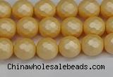 CSB1821 15.5 inches 6mm faceetd round matte shell pearl beads