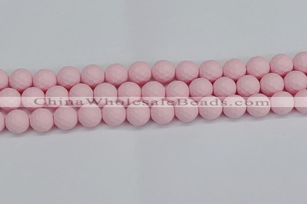 CSB1844 15.5 inches 12mm faceetd round matte shell pearl beads