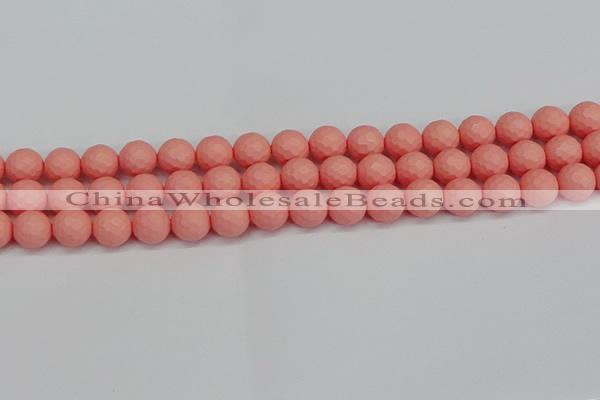 CSB1852 15.5 inches 8mm faceetd round matte shell pearl beads