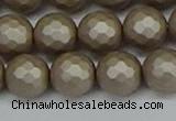 CSB1905 15.5 inches 14mm faceted round matte shell pearl beads