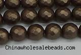 CSB1922 15.5 inches 8mm faceted round matte shell pearl beads