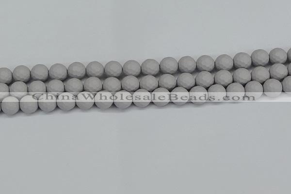 CSB1943 15.5 inches 10mm faceted round matte shell pearl beads