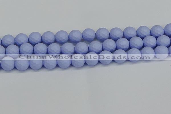 CSB1964 15.5 inches 12mm faceted round matte shell pearl beads