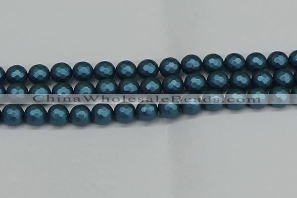 CSB1984 15.5 inches 12mm faceted round matte shell pearl beads