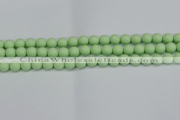 CSB1992 15.5 inches 8mm faceted round matte shell pearl beads