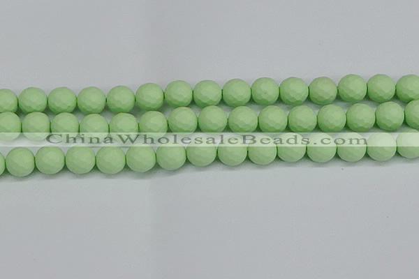 CSB1994 15.5 inches 12mm faceted round matte shell pearl beads