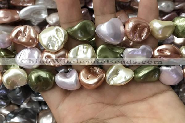 CSB2177 15.5 inches 16*16mm - 20*22mm baroque mixed shell pearl beads