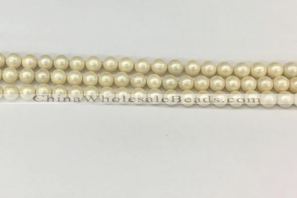 CSB2210 15.5 inches 4mm round wrinkled shell pearl beads wholesale