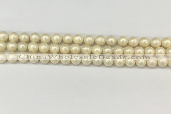 CSB2211 15.5 inches 6mm round wrinkled shell pearl beads wholesale