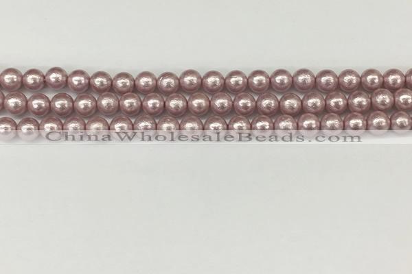 CSB2240 15.5 inches 4mm round wrinkled shell pearl beads wholesale