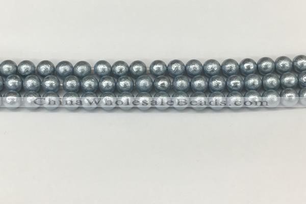 CSB2281 15.5 inches 6mm round wrinkled shell pearl beads wholesale