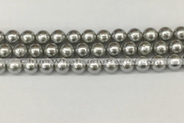 CSB2303 15.5 inches 10mm round wrinkled shell pearl beads wholesale