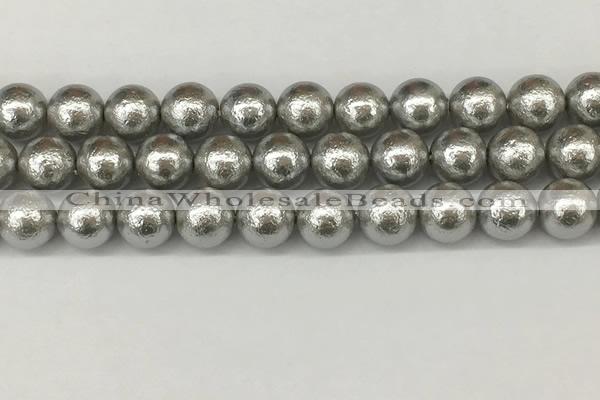 CSB2305 15.5 inches 14mm round wrinkled shell pearl beads wholesale