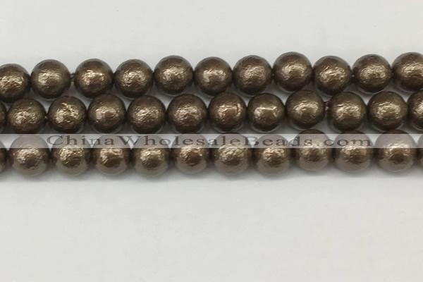 CSB2314 15.5 inches 12mm round wrinkled shell pearl beads wholesale